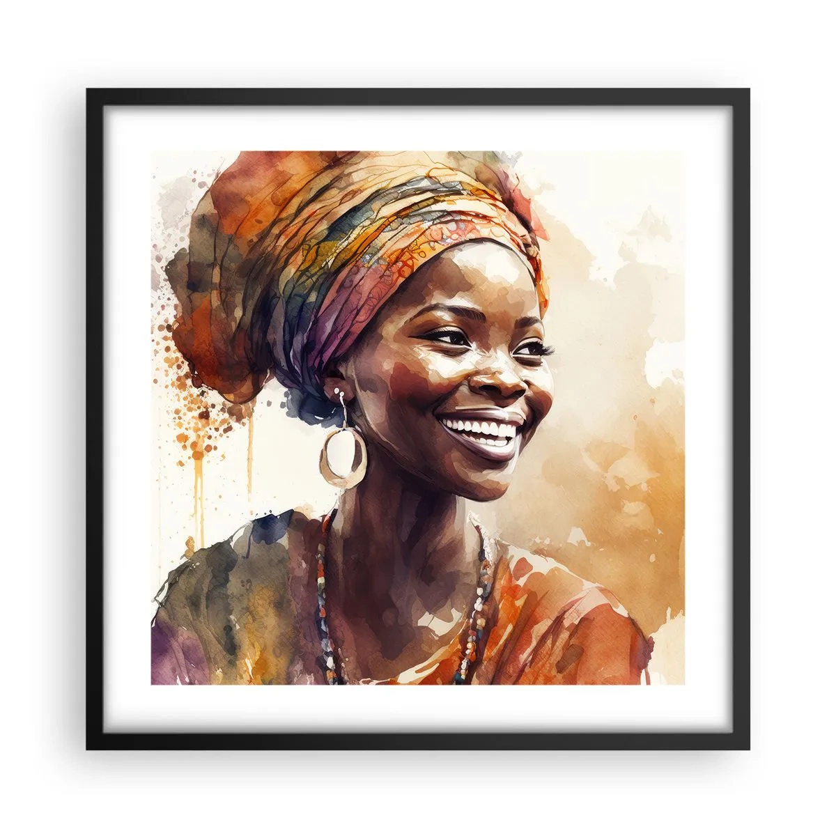 Poster in cornice nera - Regina africana - 50x50 cm