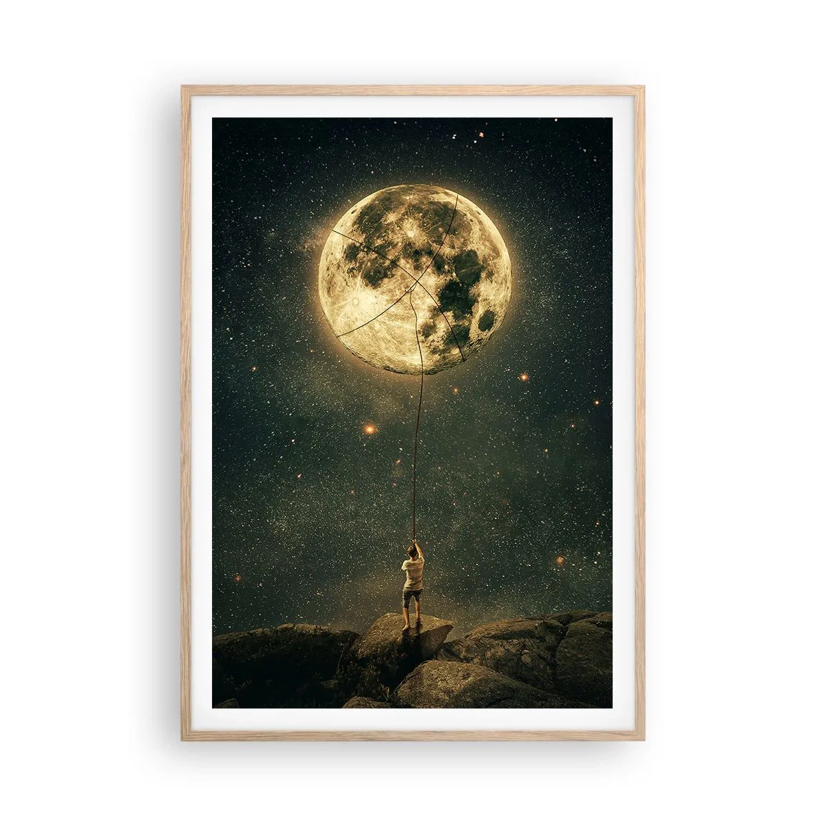 Poster in cornice rovere chiaro - Chi ha rubato la luna - 70x100 cm