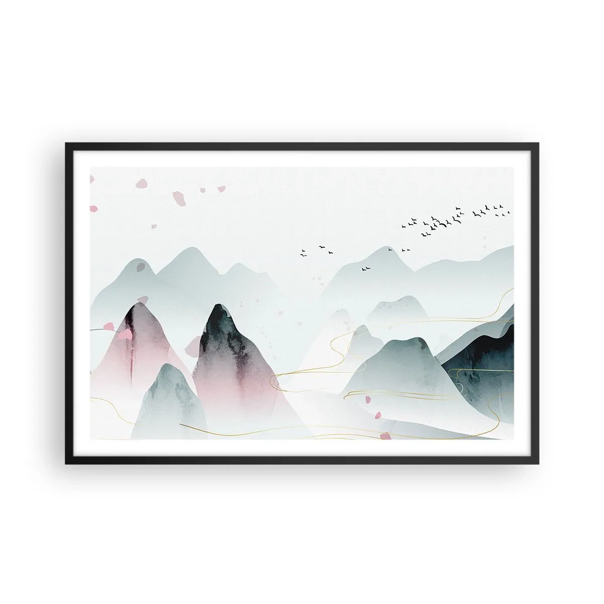 Poster in cornice nera - Oltre le cime - 91x61 cm
