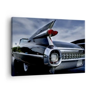 Quadro su tela - Stampe su Tela - Un'auto retrò classica con cromature lucide e pinne - 70x50cm - Proprio per questo è bella! - Decorazione murale moderna per soggiorno e camera da letto ARTTOR