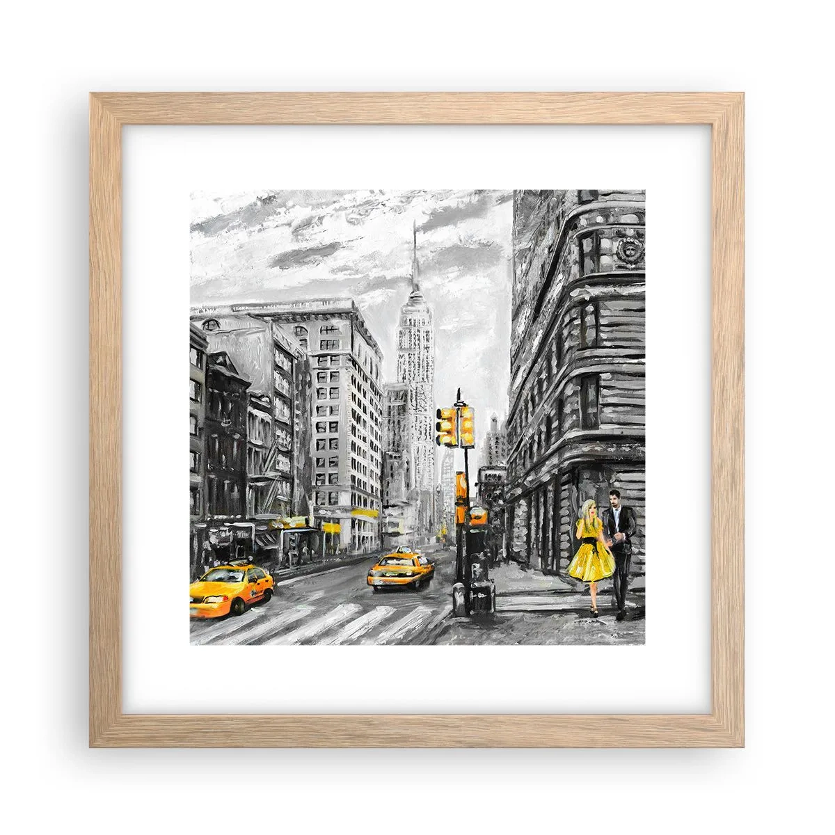 Poster in cornice rovere chiaro - Racconto di New York - 30x30 cm