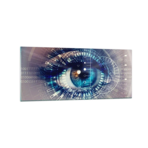 Quadro su vetro - Un occhio tecnologico con un'interfaccia futuristica - 120x50cm - Credi di conoscermi - Decorazione murale moderna per soggiorno e camera da letto ARTTOR