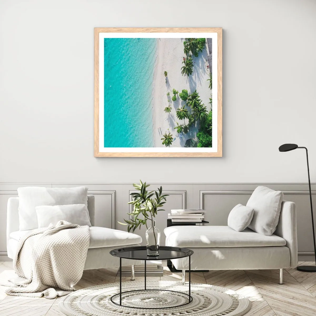 Poster in cornice rovere chiaro - Vacanze in paradiso - 40x40 cm