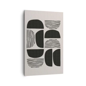 Quadro su tela - Stampe su Tela - Geometria con semicerchi e linee in nero su sfondo chiaro - 80x120cm - Sistemi di metà - Decorazione murale moderna per soggiorno e camera da letto ARTTOR
