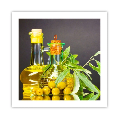 Poster - Natura morta con olive e olio - 50x50 cm