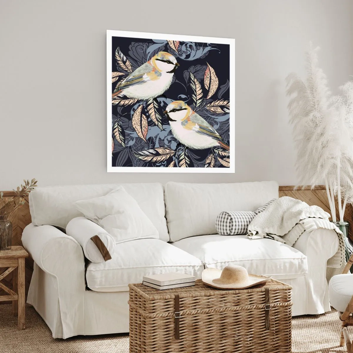 Poster - Cinguettio oro e blu - 40x40 cm