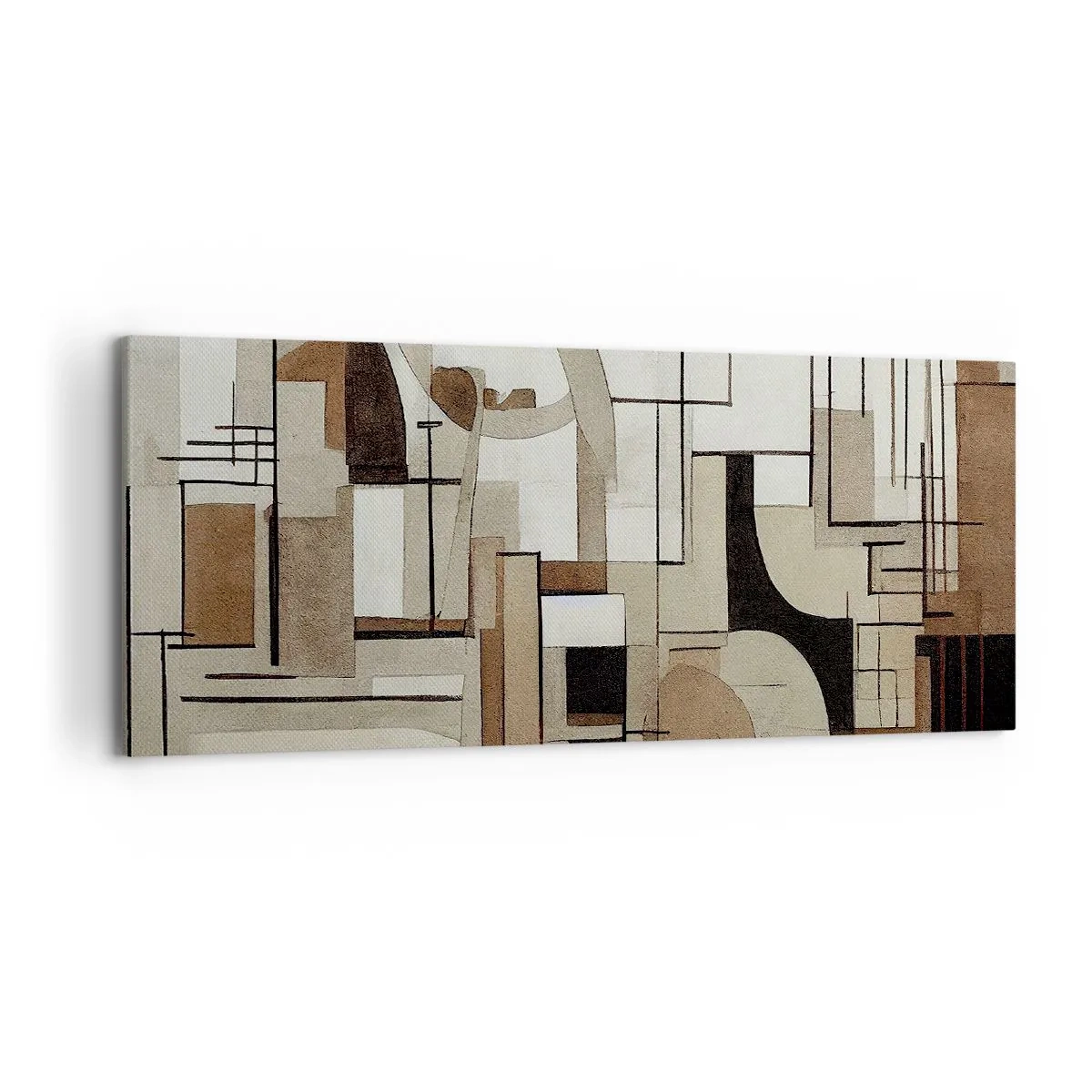 Quadro su tela - Stampe su Tela - Astrazione architettonica in beige e marrone - 120x50cm - Paesaggio urbano 2.0 - Decorazione murale moderna per soggiorno e camera da letto ARTTOR