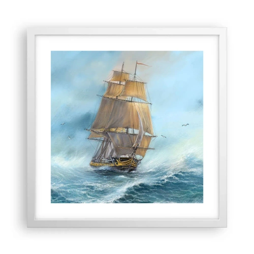 Poster in cornice bianca - Frangendo i flutti - 40x40 cm