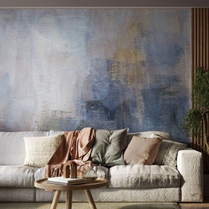 Fotomurali Standard Eco - Punti astratti in tonalità fredde di blu e beige - 100x70cm - Toni e accordi dei colori - Decorazione murale moderna per soggiorno e camera da letto ARTTOR