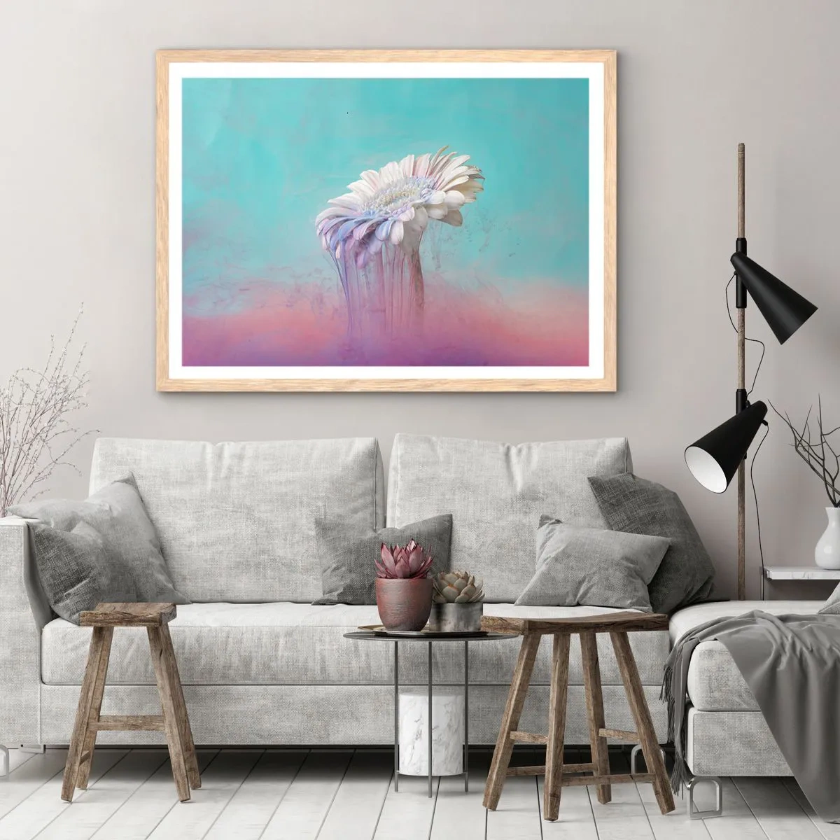 Poster in cornice rovere chiaro - L'aldilà dei fiori - 50x40 cm