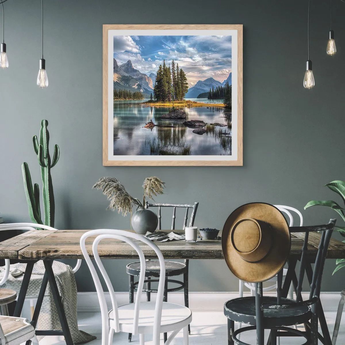 Poster in cornice rovere chiaro - Sulle acque grandi e limpide...  - 40x40 cm