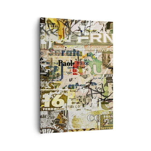 Quadro su tela - Stampe su Tela - Un collage di frammenti di giornali e manifesti in stile artistico. - 50x70cm - Qualcosa sta succedendo… - Decorazione murale moderna per soggiorno e camera da letto ARTTOR