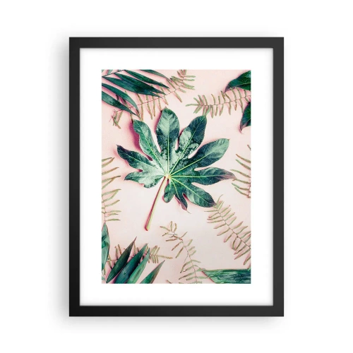 Poster in cornice nera - Studio di verde su sfondo rosa - 30x40 cm