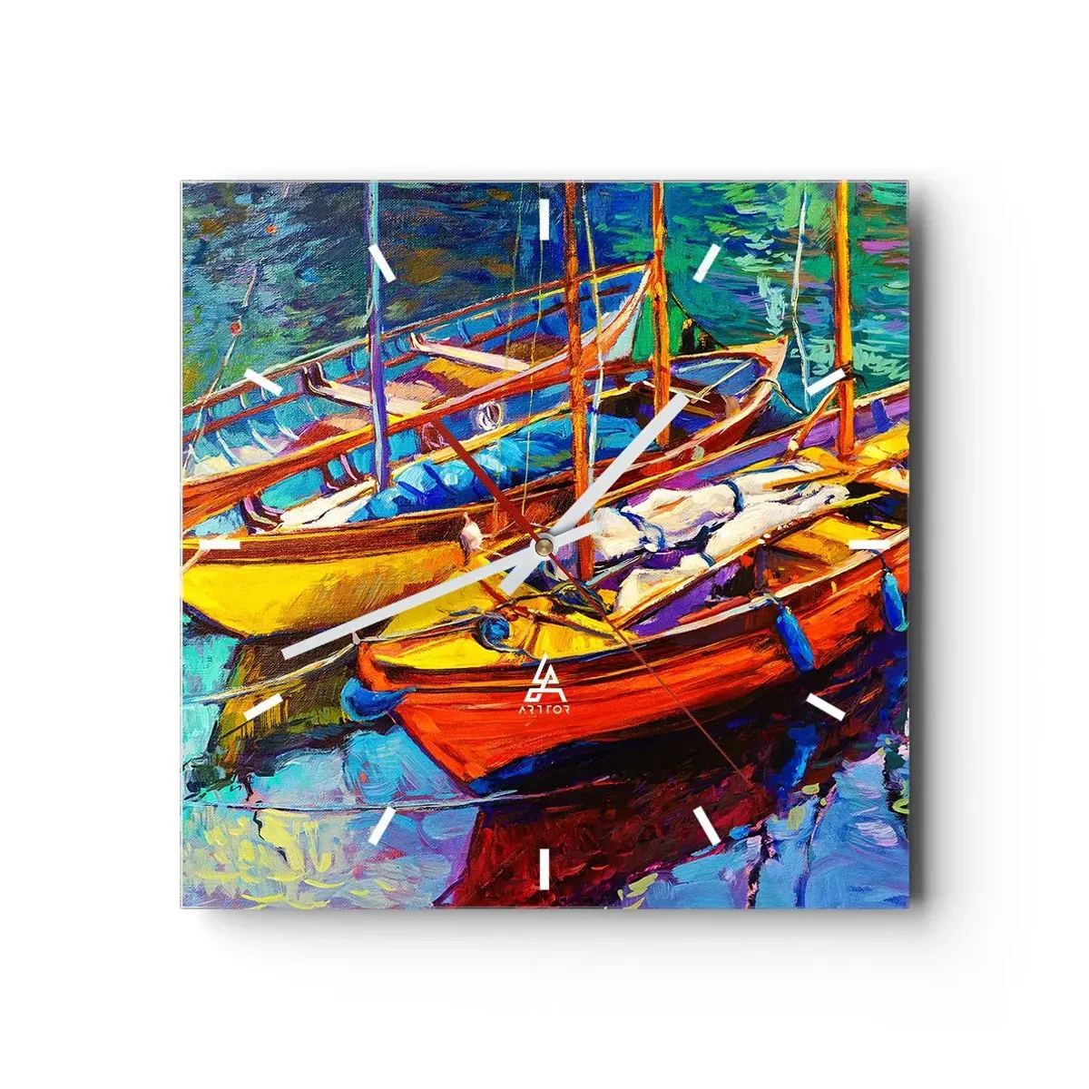 Orologio da parete - Orologio in Vetro - Su un'acqua più densa dei colori - 40x40 cm