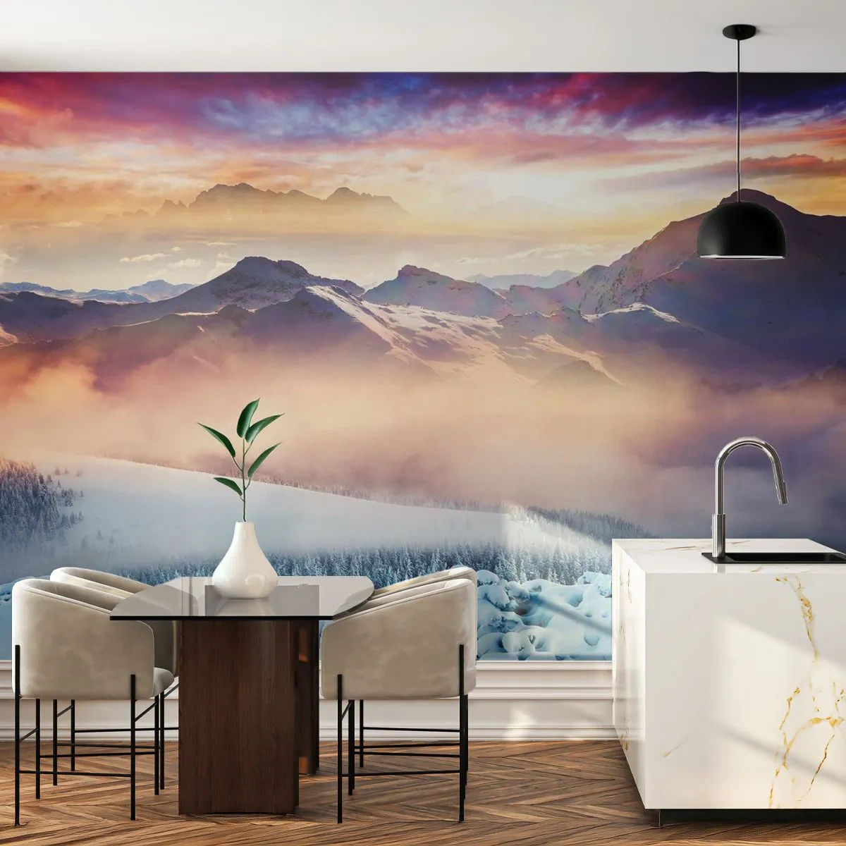 Fotomurali Premium Canvas - Forza e purezza della natura - Paesaggio, Montagne, Inverno - 300x210 cm