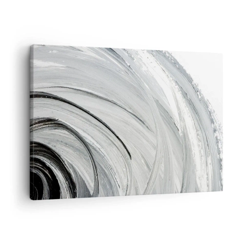 Quadro su tela - Stampe su Tela - Un vortice monocromatico nelle tonalità del grigio e del nero - 70x50cm - Composizione orbitale - Decorazione murale moderna per soggiorno e camera da letto ARTTOR