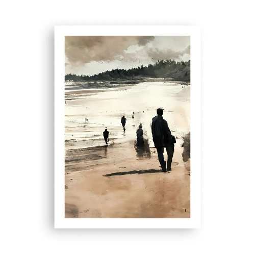 Poster - Una passeggiata sulla spiaggia dai colori nostalgici - 50x70cm - Convocati - Decorazione murale moderna per soggiorno e camera da letto ARTTOR
