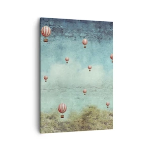 Quadro su tela - Stampe su Tela - Palloncini retrò su uno sfondo di cielo blu e verde - 50x70cm - Liberi dal tumulto della vita - Decorazione murale moderna per soggiorno e camera da letto ARTTOR