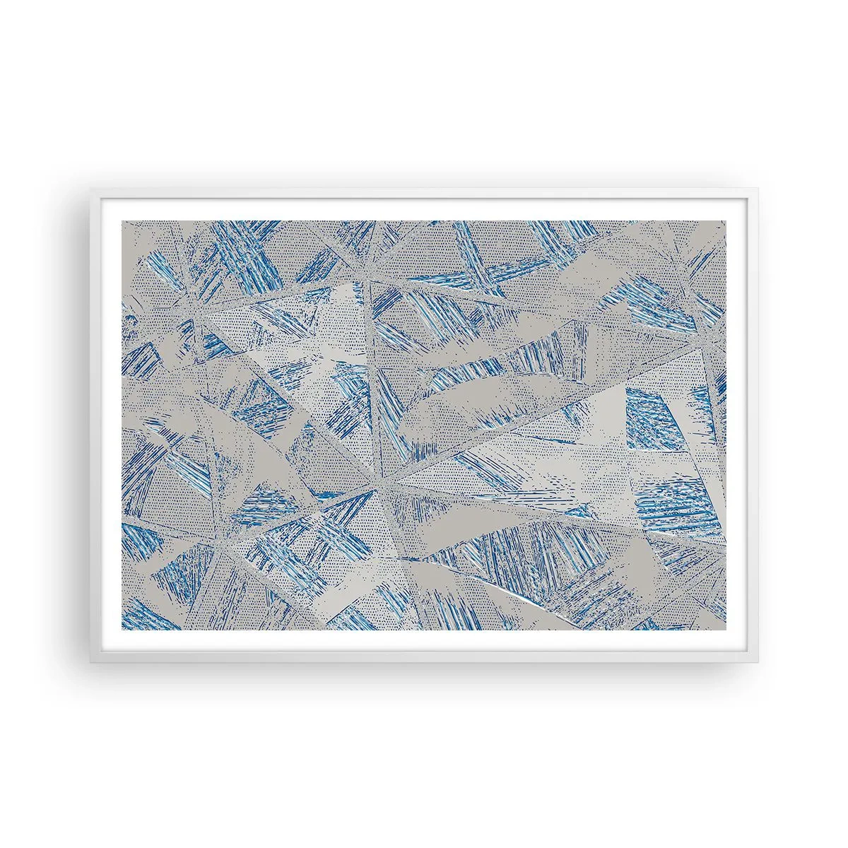 Poster in cornice bianca - Nel labirinto grigioblu - 100x70 cm