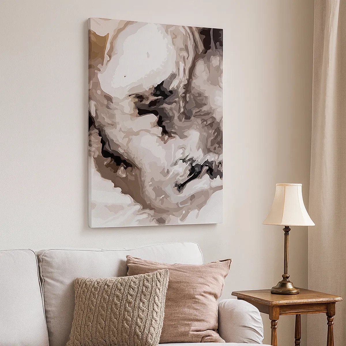 Quadro su tela - Stampe su Tela - Motivo astratto nei toni del marrone e del bianco - 50x70cm - La nascita della galassia - Decorazione murale moderna per soggiorno e camera da letto ARTTOR