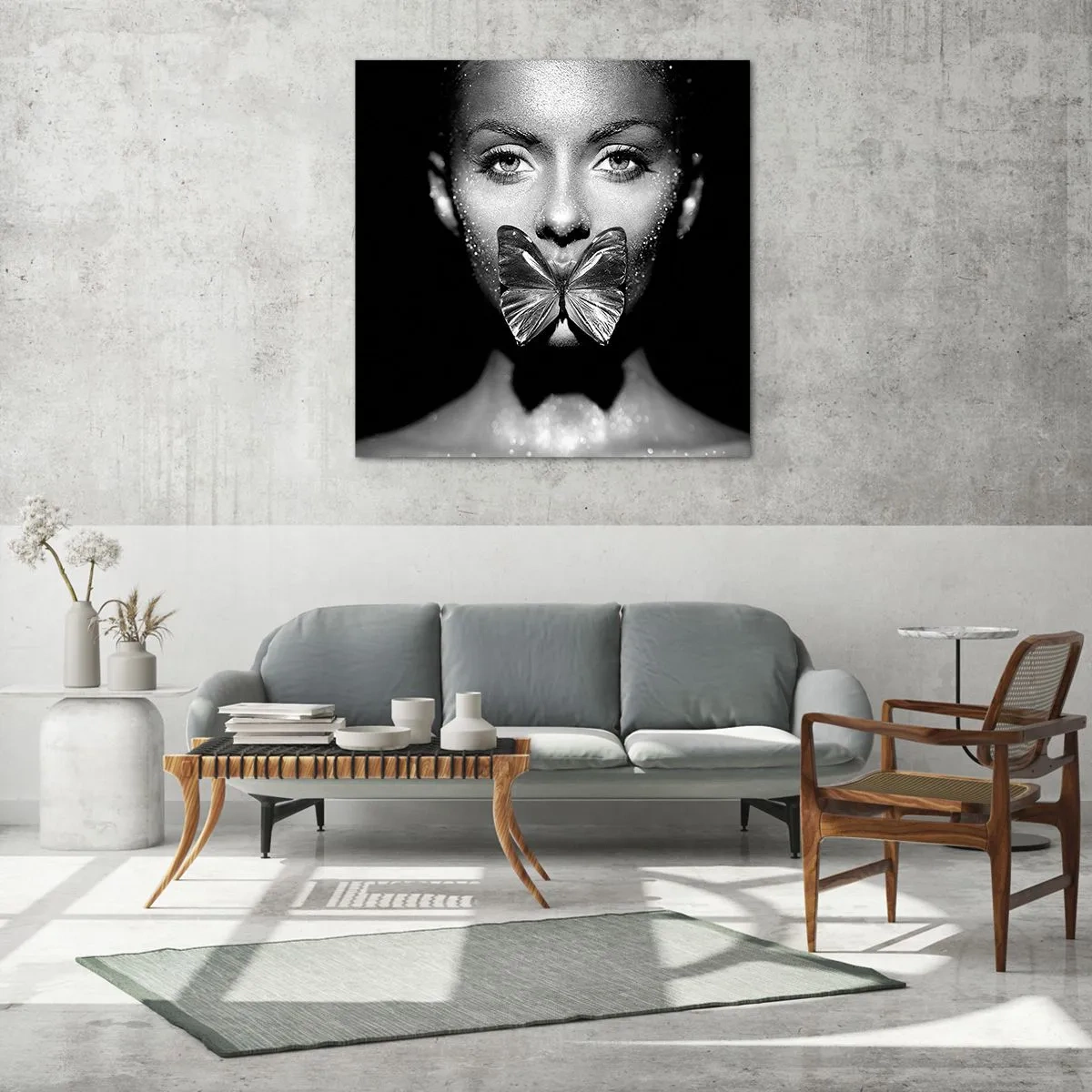 Quadro su vetro - Il bacio delle farfalle - 70x70 cm