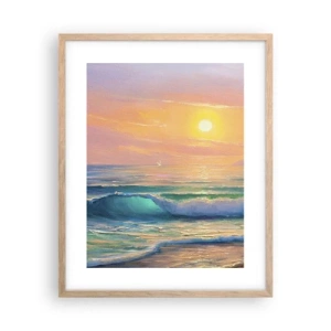 Poster in cornice rovere chiaro - Il canto turchese delle onde - 40x50 cm