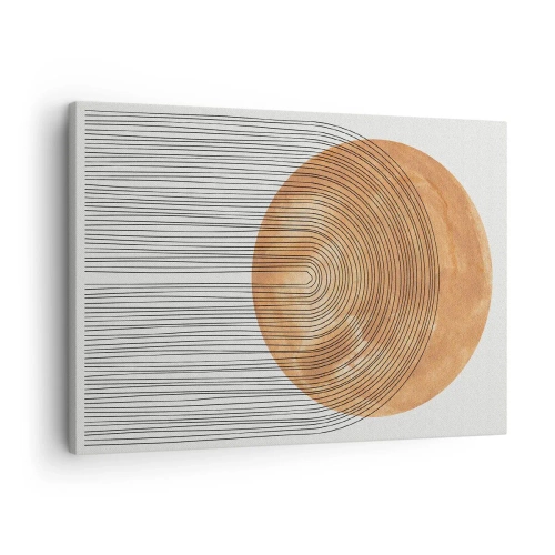 Quadro su tela - Stampe su Tela - Composizione geometrica con cerchi e linee dai colori caldi. - 70x50cm - Composizione solare - Decorazione murale moderna per soggiorno e camera da letto ARTTOR