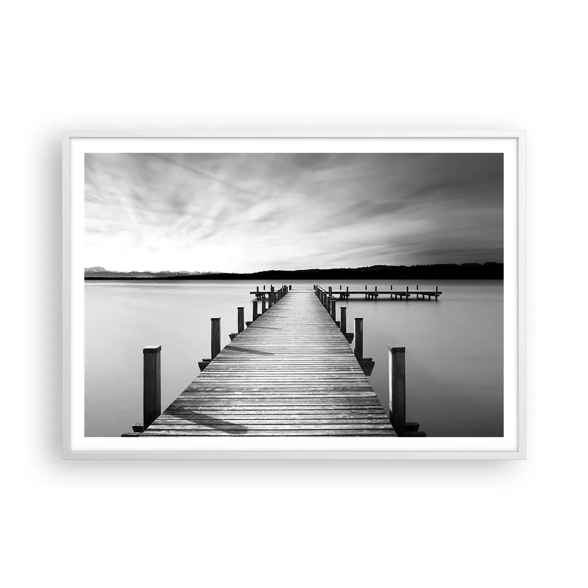 Poster in cornice bianca - Pace sull'acqua - 100x70 cm