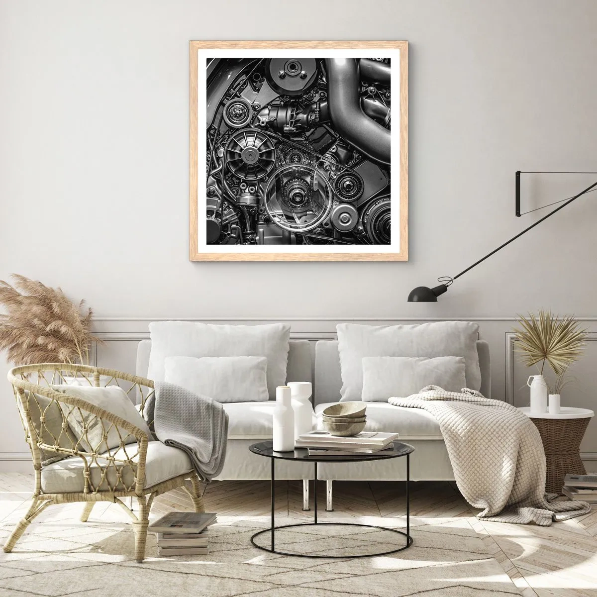 Poster in cornice rovere chiaro - La poesia della meccanica - 50x50 cm