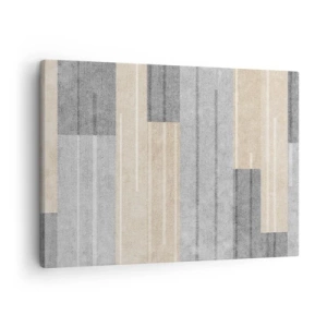 Quadro su tela - Stampe su Tela - Composizione geometrica nei toni del grigio e del beige - 70x50cm - Composizione: rigare dritto - Decorazione murale moderna per soggiorno e camera da letto ARTTOR