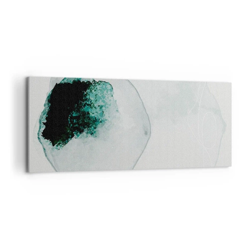 Quadro su tela - Stampe su Tela - Goccia d'acqua astratta con sfumature di verde e nero - 120x50cm - In una goccia d'acqua - Decorazione murale moderna per soggiorno e camera da letto ARTTOR
