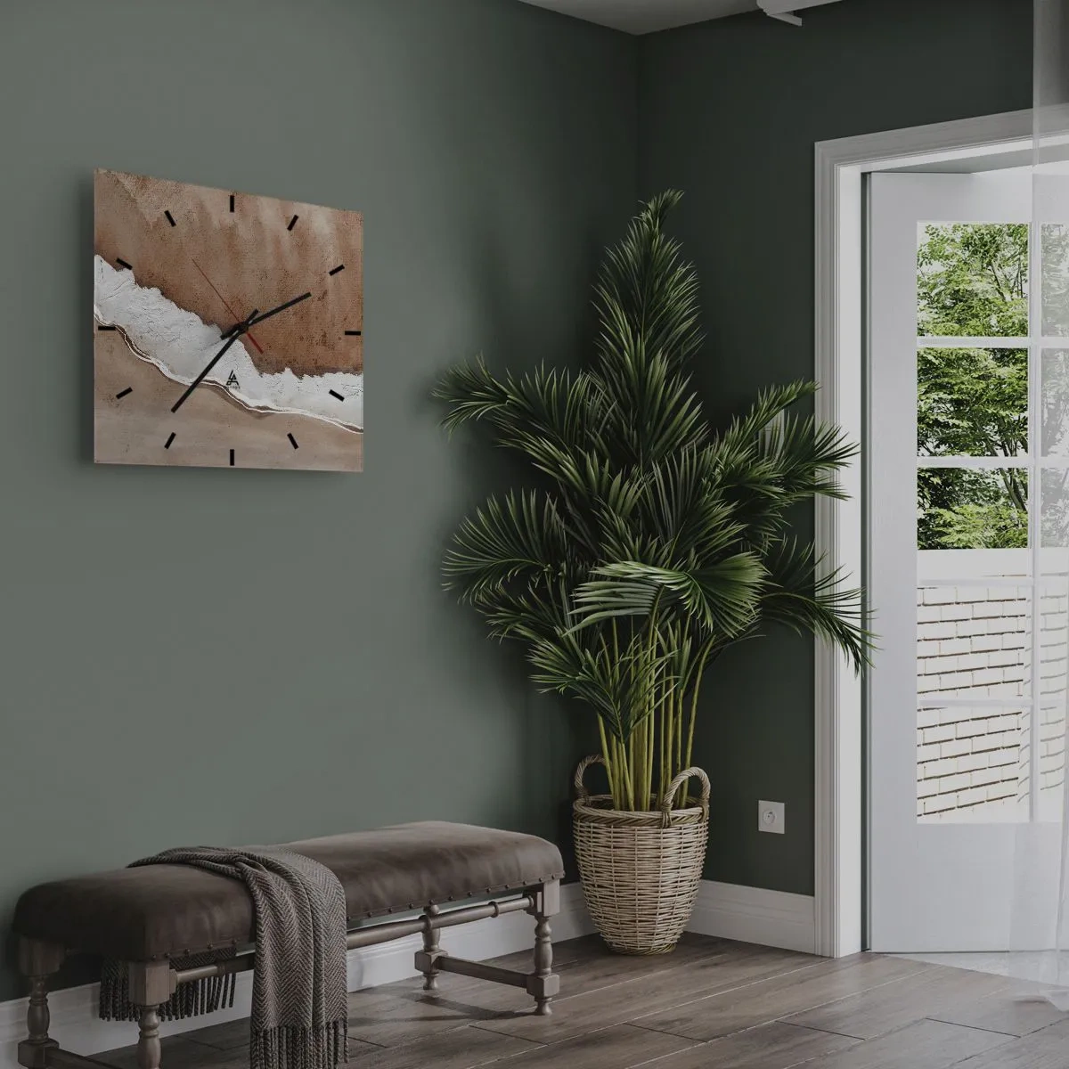 Orologio da parete - Orologio in Vetro - Nei colori della terra - 40x40 cm