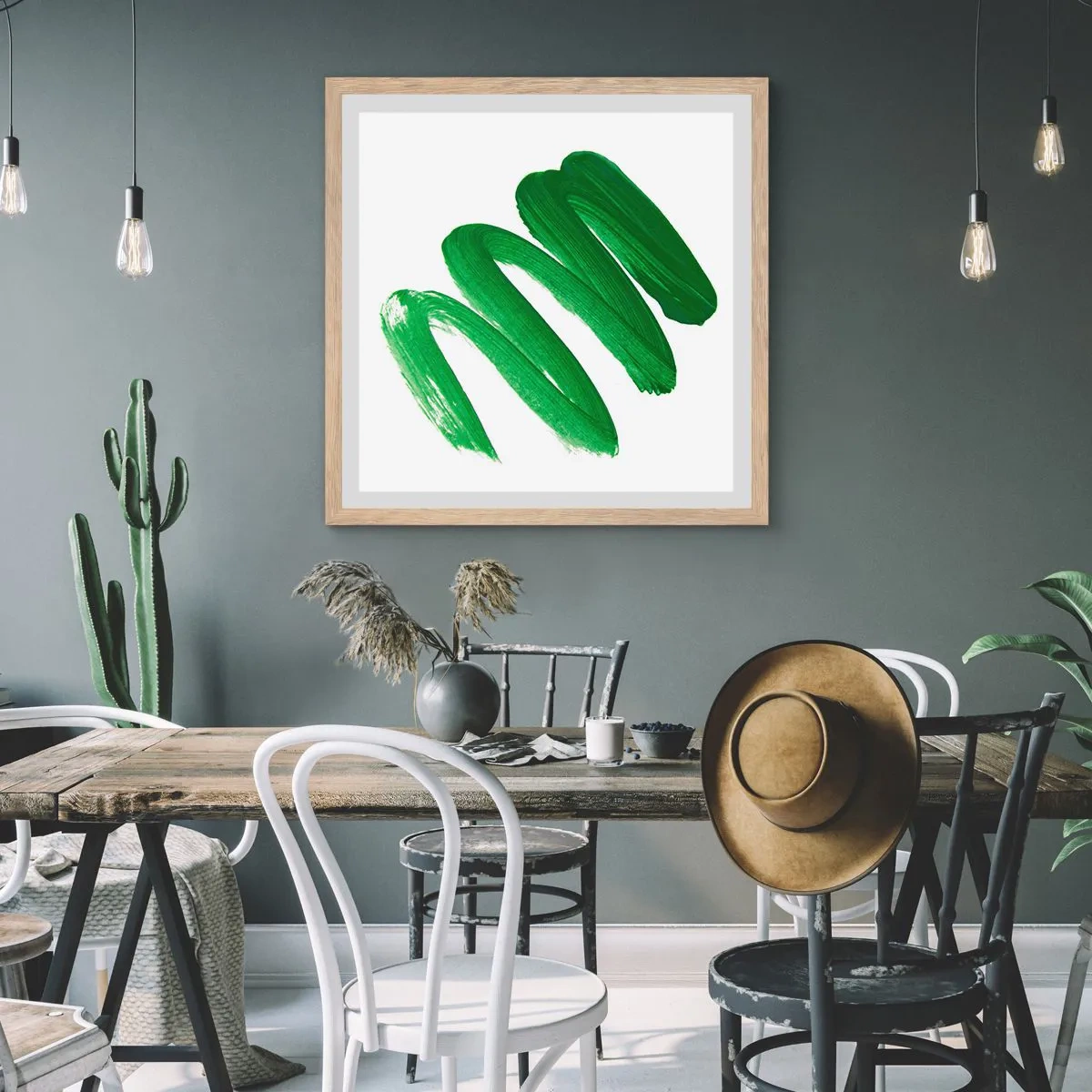 Poster in cornice rovere chiaro - Scherzo verde - 40x40 cm