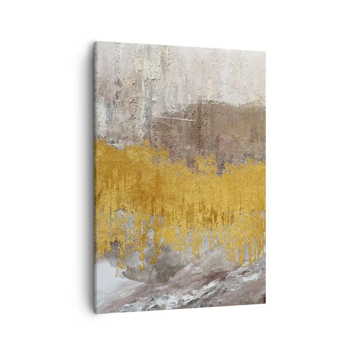 Quadro su tela - Stampe su Tela - Motivo astratto oro e beige - 50x70cm - Soffio dorato - Decorazione murale moderna per soggiorno e camera da letto ARTTOR