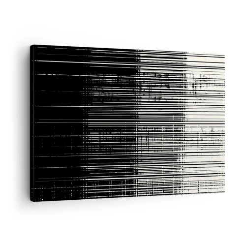 Quadro su tela - Stampe su Tela - Composizione astratta di linee in bianco e nero contrastanti - 70x50cm - Onde e vibrazioni - Decorazione murale moderna per soggiorno e camera da letto ARTTOR