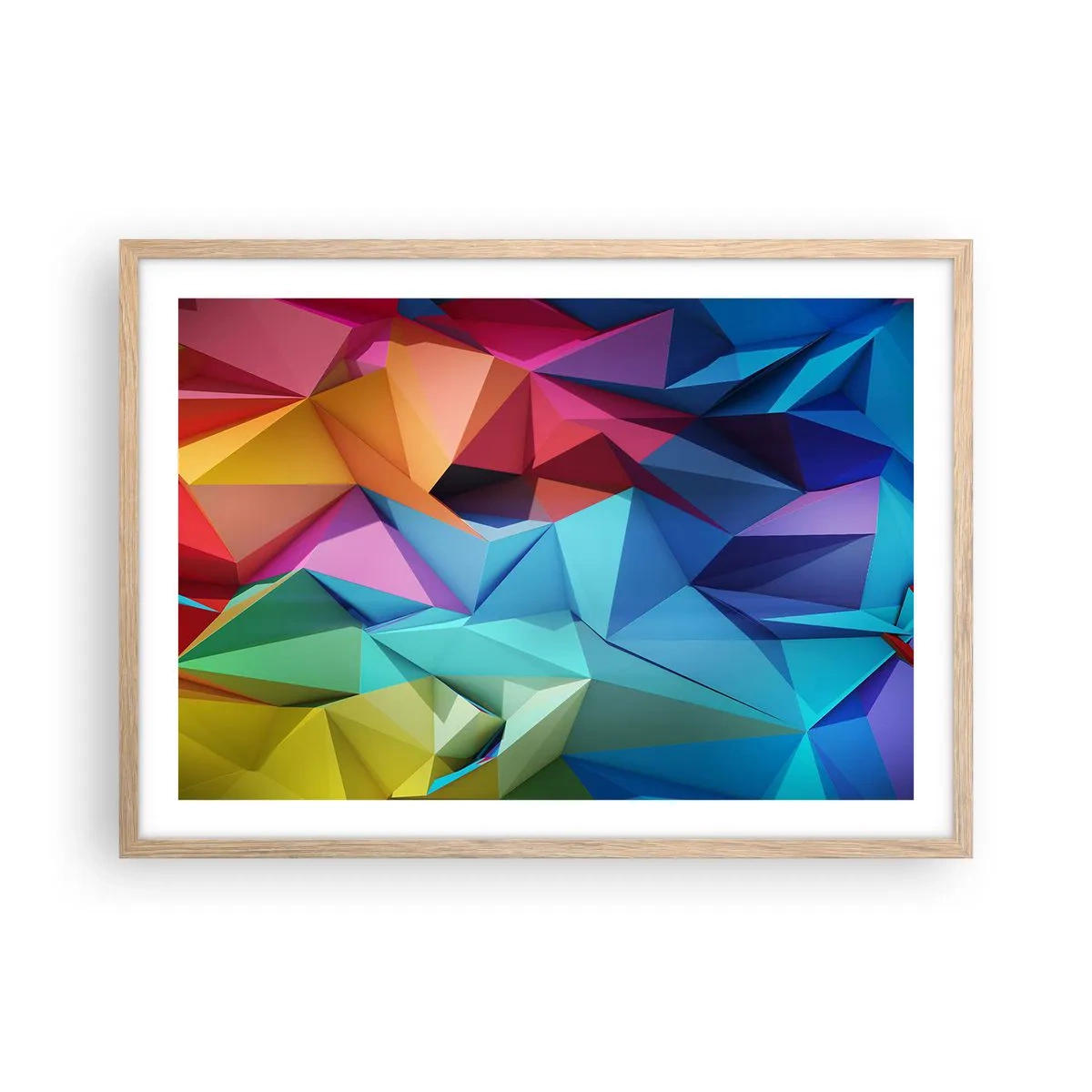Poster in cornice rovere chiaro - Origami arcobaleno - 70x50 cm