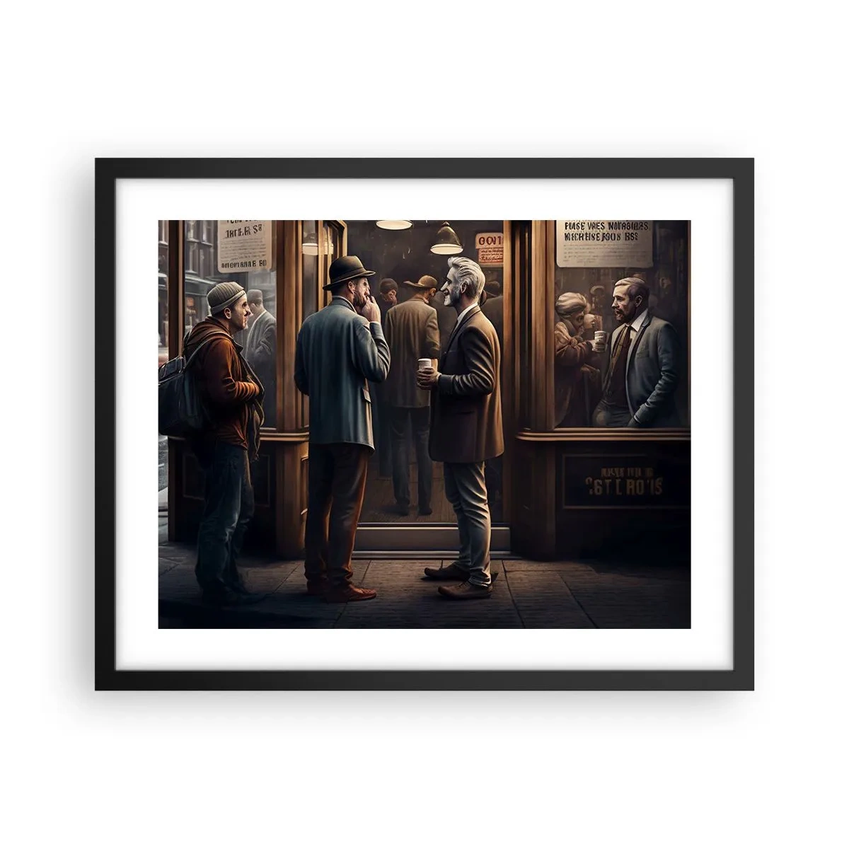 Poster in cornice nera - Il buon momento della giornata - 50x40 cm