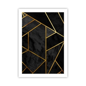Poster - Motivi geometrici in oro su sfondo nero - 50x70cm - Oscurità e luce - Decorazione murale moderna per soggiorno e camera da letto ARTTOR