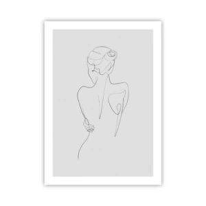 Poster - Disegno di contorno di una donna su sfondo grigio - 50x70cm - La musica del corpo - Decorazione murale moderna per soggiorno e camera da letto ARTTOR