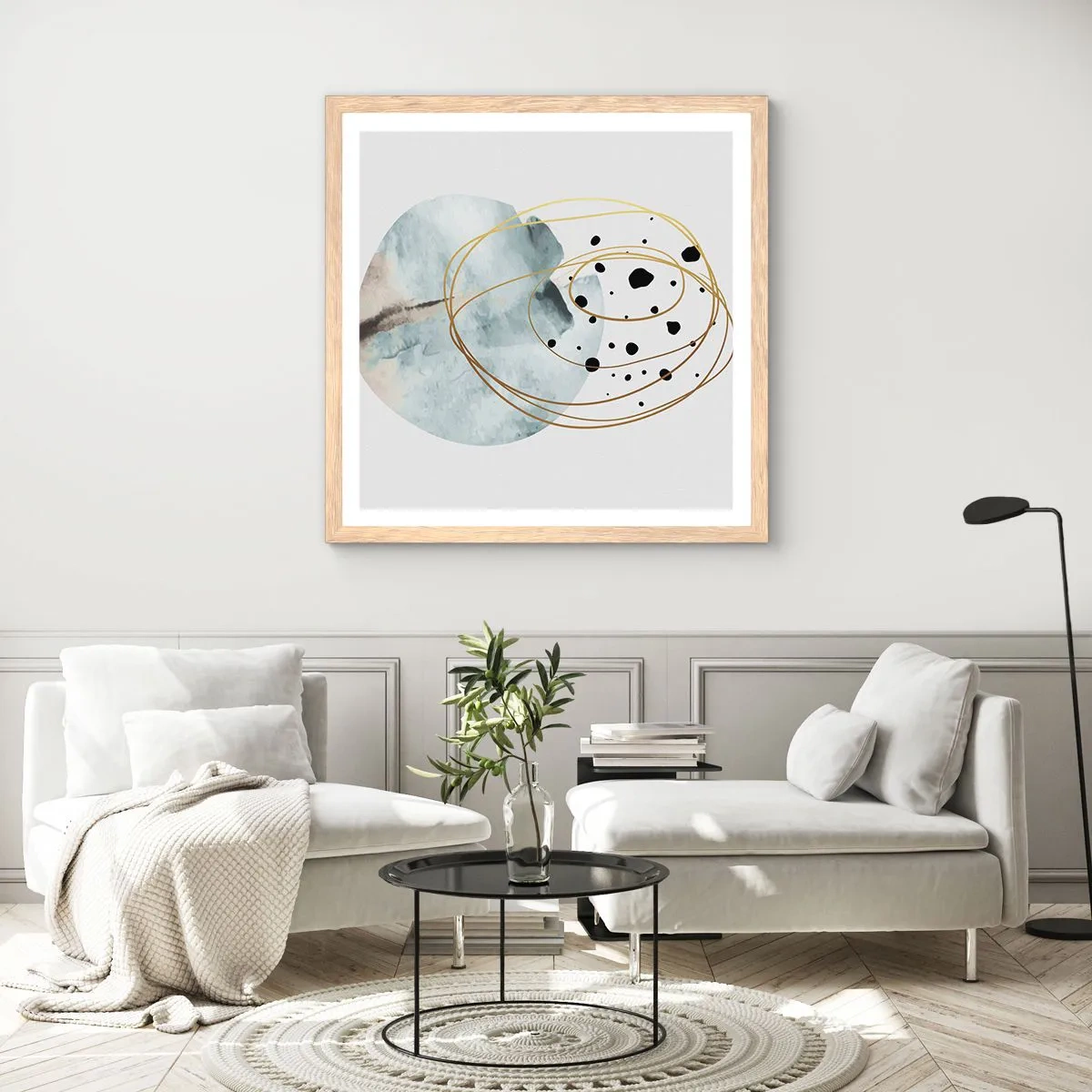 Poster in cornice rovere chiaro - Nell'abbraccio dello spazio - 50x50 cm