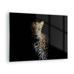 Quadro su vetro - Leone nell'ombra - 70x50cm - Bellezza tenebrosa - Decorazione murale moderna per soggiorno e camera da letto ARTTOR