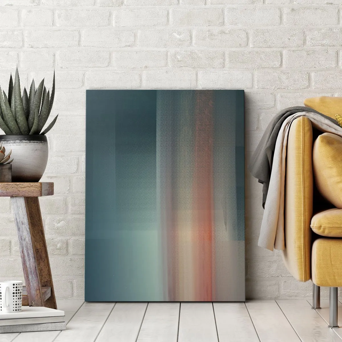 Quadro su tela - Stampe su Tela - Un tramonto in tonalità pastello su un orizzonte calmo - 50x70cm - Astrazione: onde di luce - Decorazione murale moderna per soggiorno e camera da letto ARTTOR