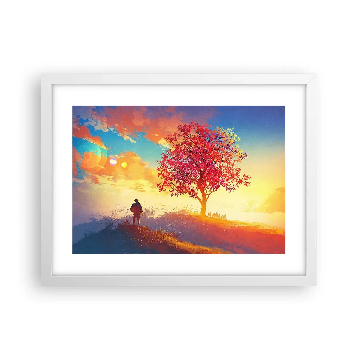 Poster in cornice bianca - Pellegrino alla meta - 40x30 cm