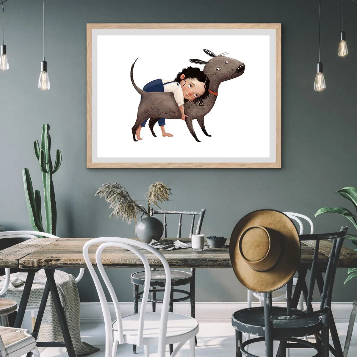 Poster in cornice rovere chiaro - I migliori amici - 91x61 cm