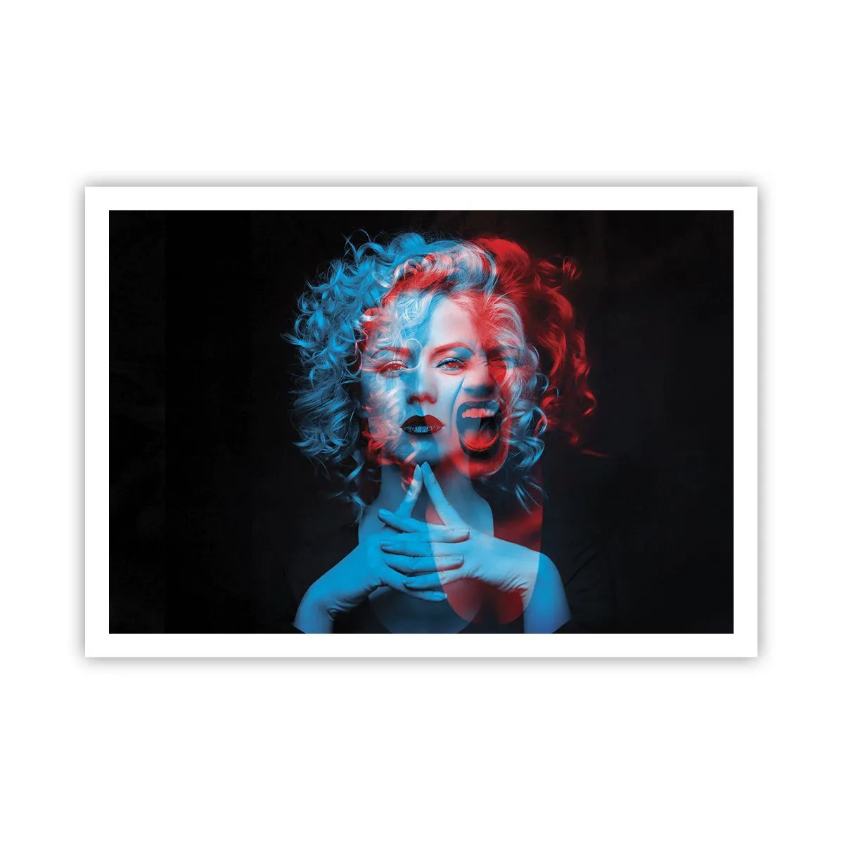 Poster - Doppio ritratto di donna in rosso e blu - 100x70cm - Alter ego - Decorazione murale moderna per soggiorno e camera da letto ARTTOR