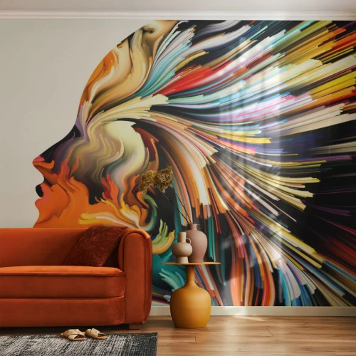 Fotomurali Autoadesivo Deluxe Sticker - Esplosione di fantasia - Astrazione, Donna, Grafica - 500x350 cm