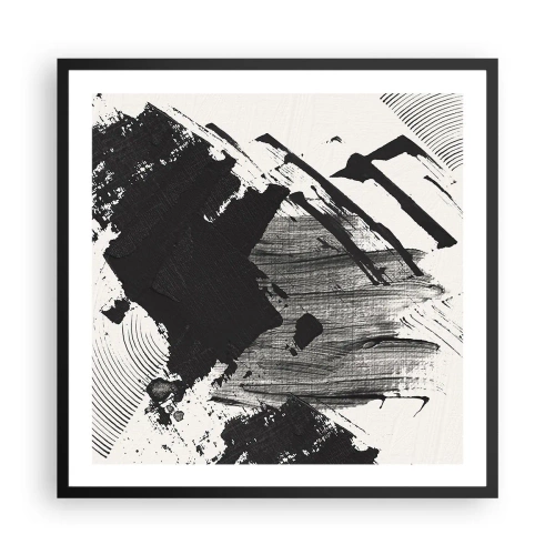 Poster in cornice nera - Astrazione: espressione di nero - 60x60 cm