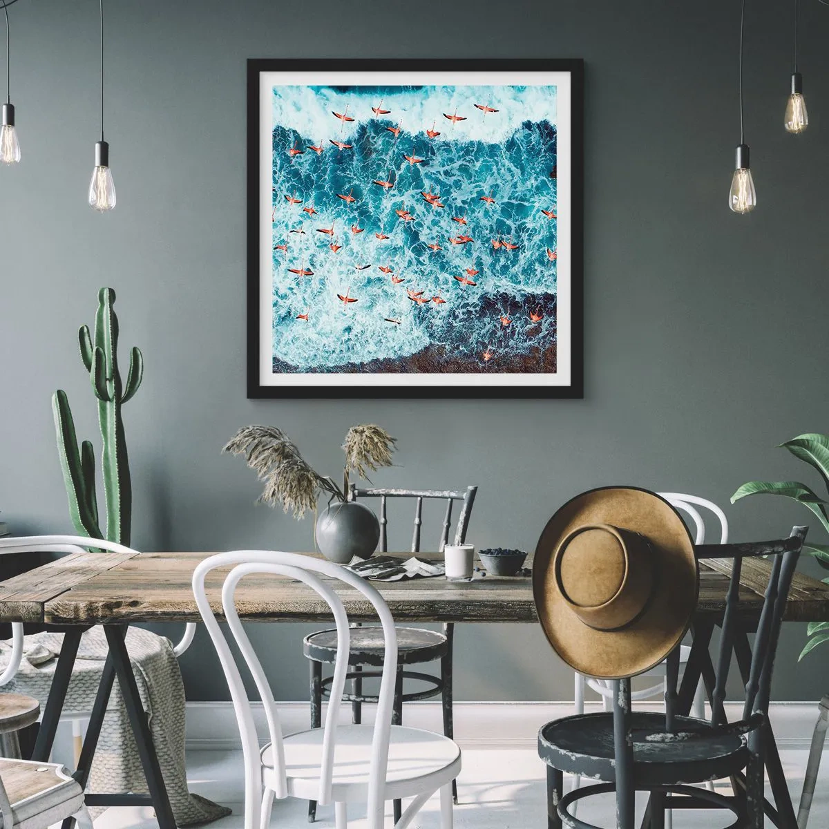 Poster in cornice nera - Parata sotto il mare - 50x50 cm