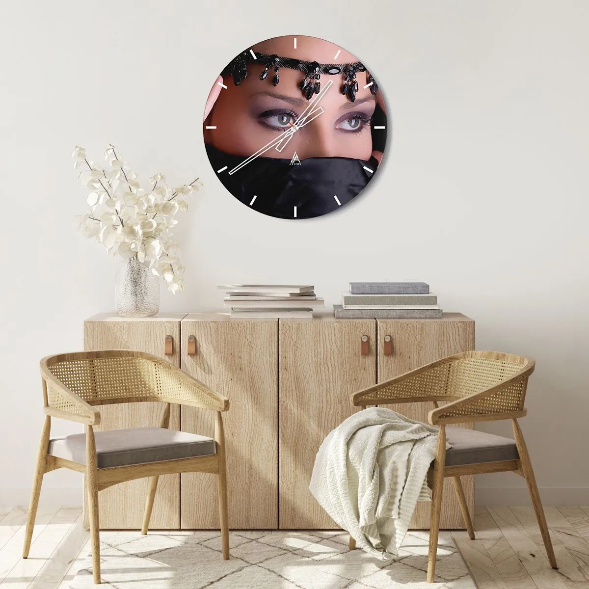 Orologio da parete - Orologio in Vetro - Misteriosa tentatrice d'oriente - 30x30 cm