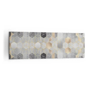 Quadro su tela - Stampe su Tela - Motivo geometrico in tonalità dorate - 160x50cm - Composizione di diamante - Decorazione murale moderna per soggiorno e camera da letto ARTTOR